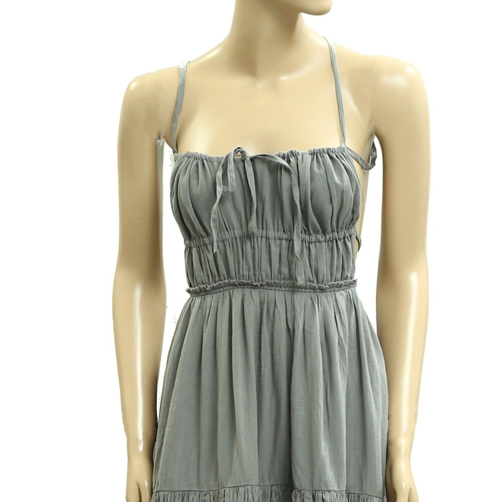 NWT Free People Olive Green Tiered Maxi Dress - Picture 6 of 9